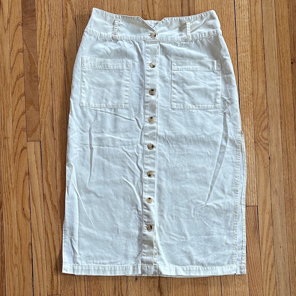 O'Neill Cream Button-Front Pencil Skirt with Side Slits | M